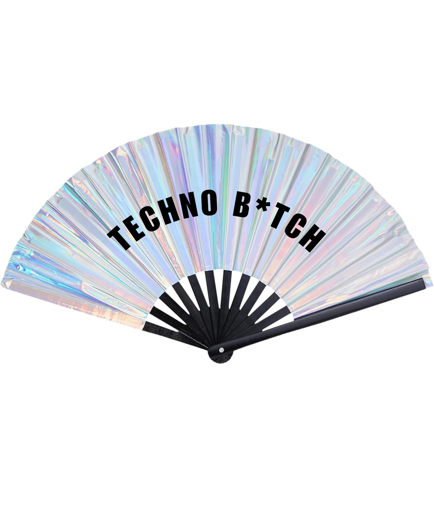 FESTIVAL FÄCHER HOLOGRAPHIC "TECHNO B**CH" - STATEMENT SIZE