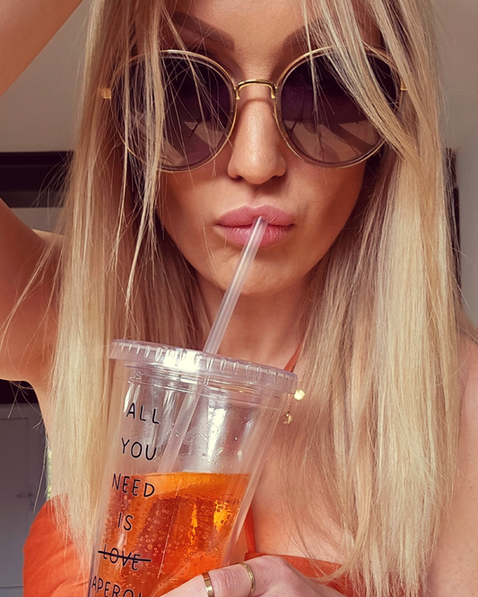 ALL YOU NEED IS APEROL BECHER TO GO MIT STROHHALM