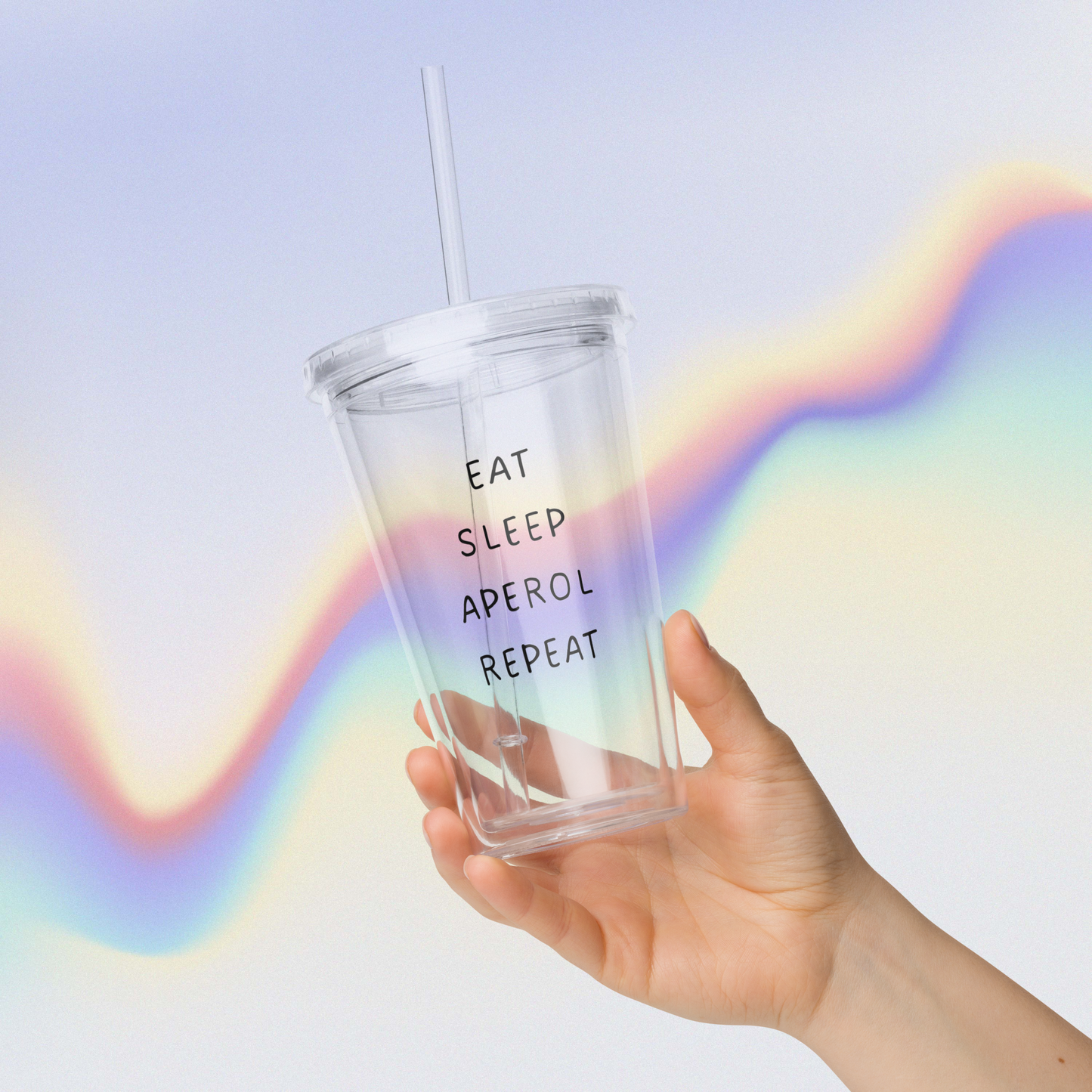 EAT SLEEP APEROL REPEAT BECHER TO GO MIT STROHHALM